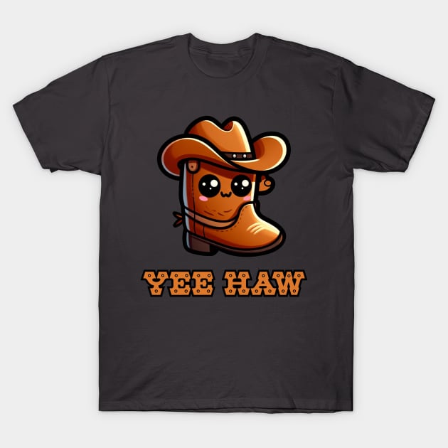 Cute Yee Haw Cowboy Boot T-Shirt by Doodle Workshop